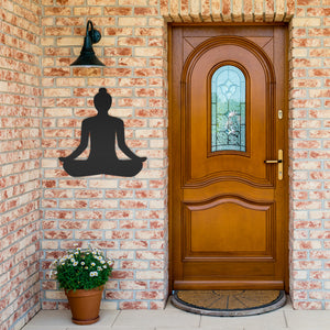 Open image in slideshow, lotus position meditation and yoga metal cut wall decor - Personal Hour 
