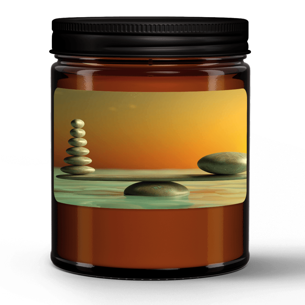 Natural Wax Candle in Amber Jar (9oz) - Personal Hour for Yoga and Meditations 