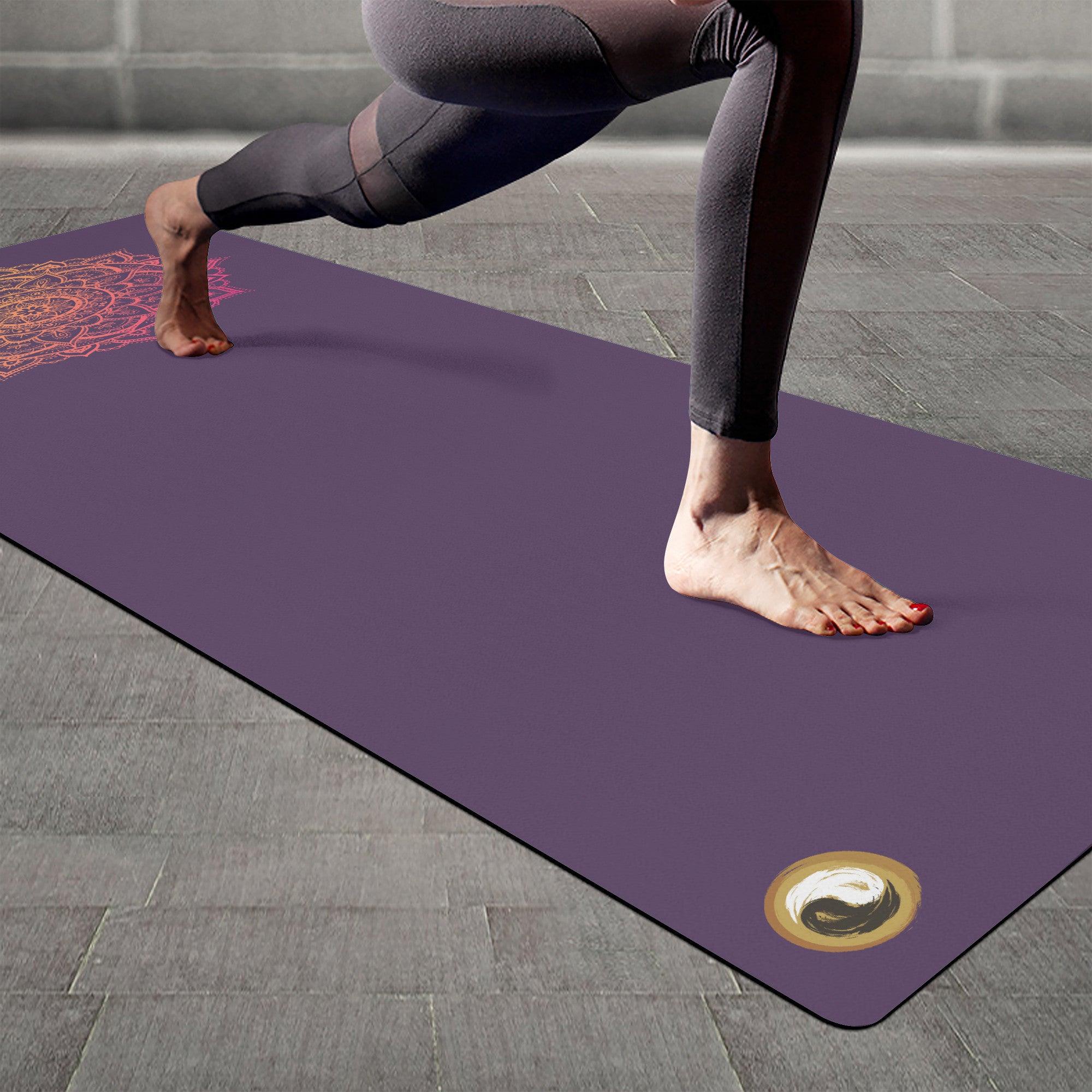 Non Slip Yoga Mat - Rubber - Yoga Flower - 3mm - Personal Hour for Yoga and Meditations 