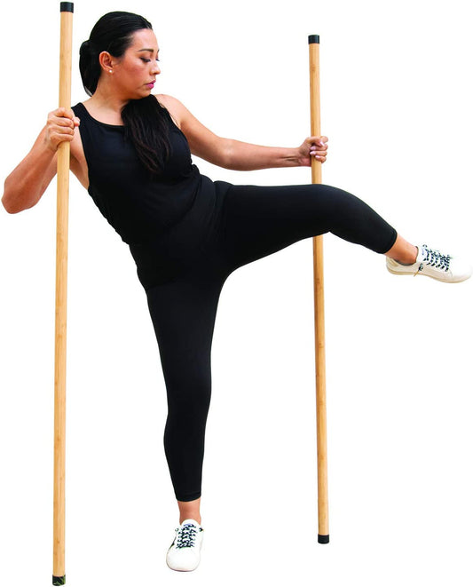 Two Pilates Pole with Yoga Mat and Yoga Bolster - 4 Items Bundle - Personal Hour for Yoga and Meditations 
