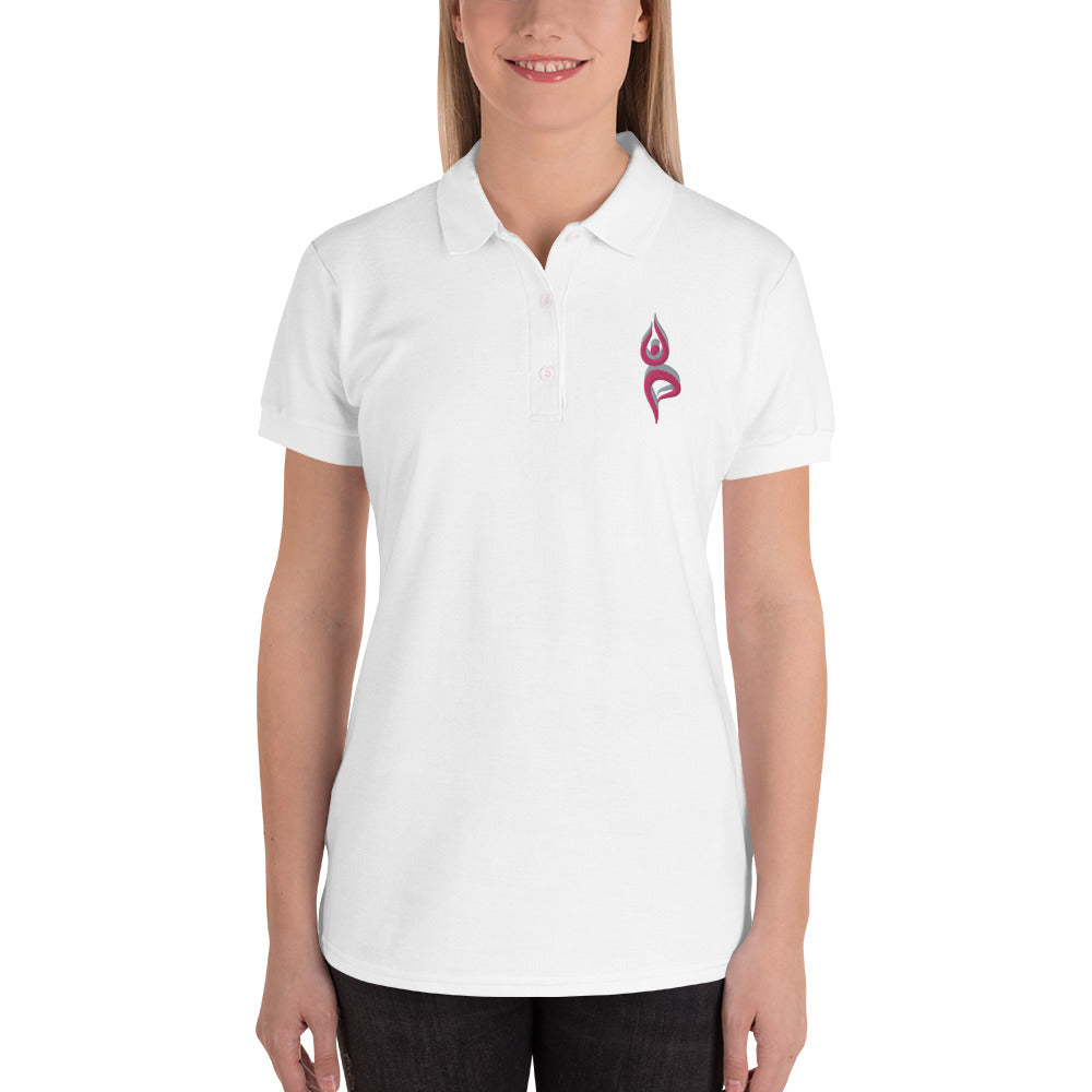Ladies Polo Yoga Shirt - Yoga Sign - Personal Hour for Yoga and Meditations 