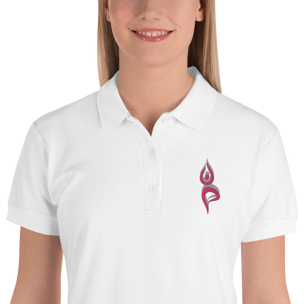 Ladies Polo Yoga Shirt - Yoga Sign - Personal Hour for Yoga and Meditations 