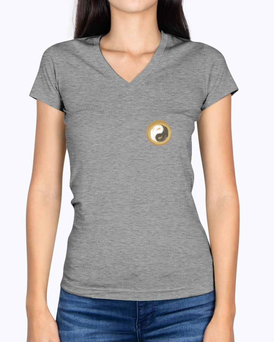 Fruit of the Loom Ladies V Yoga Neck T - Personal Hour Logo - Personal Hour for Yoga and Meditations 