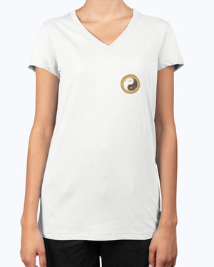 Open image in slideshow, Port &amp; Company Ladies Fan Favorite V Neck Yoga Tee - Personal Hour Logo - Personal Hour 
