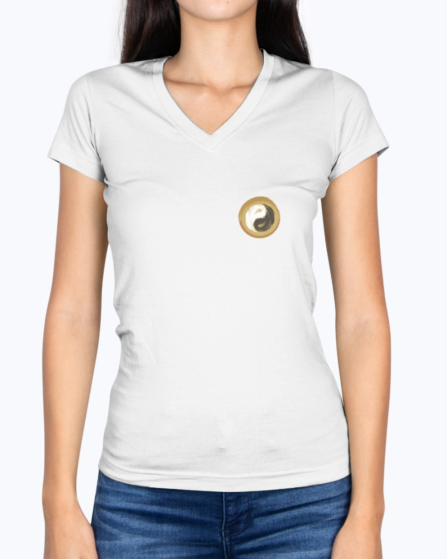 Fruit of the Loom Ladies V Yoga Neck T - Personal Hour Logo - Personal Hour for Yoga and Meditations 