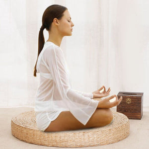 Open image in slideshow, Natural Straw Round Floor Meditation Cushions - Personal Hour for Yoga and Meditations 
