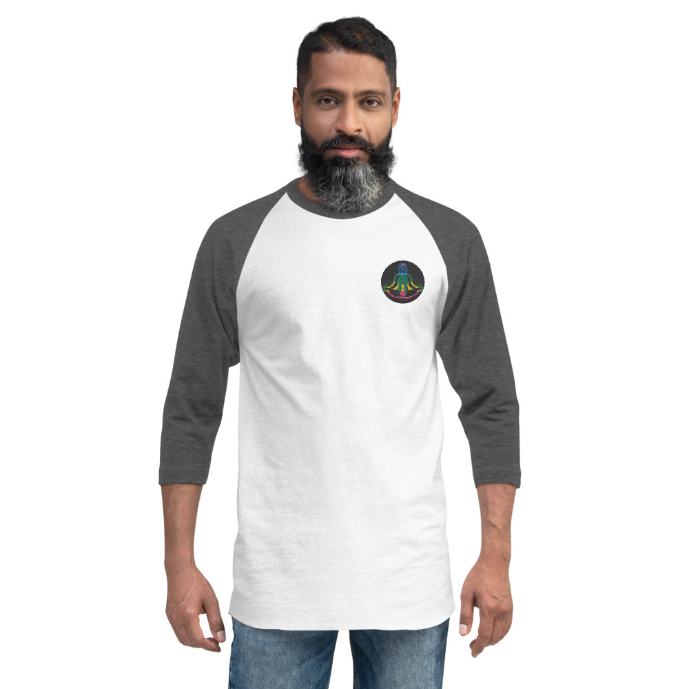 7 Chakra  - High Quality 3/4 Sleeve Raglan Yoga Shirt - Yoga Top for Men and Women - Personal Hour for Yoga and Meditations 