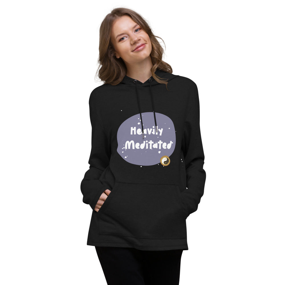 Heavily Meditated Unisex Lightweight Yoga Hoodie With Sayings - Couple Matching Yoga Top - Personal Hour for Yoga and Meditations 