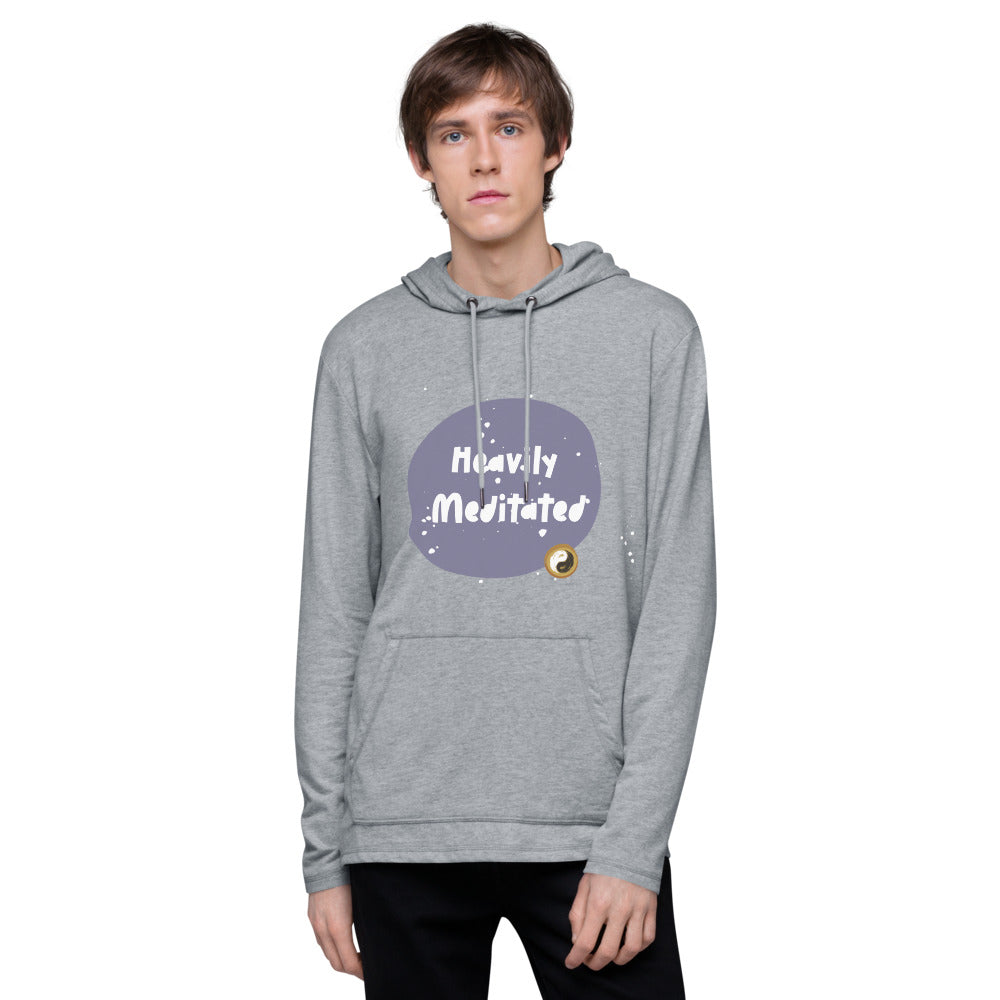 Heavily Meditated Unisex Lightweight Yoga Hoodie With Sayings - Couple Matching Yoga Top - Personal Hour for Yoga and Meditations 