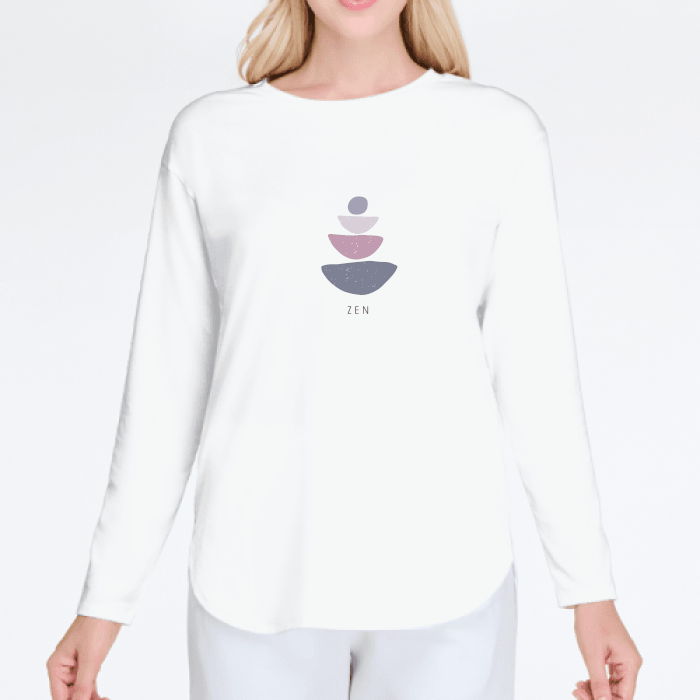 Women's Casual O-neck Long Sleeve T-Shirts - Zen Style - Personal Hour for Yoga and Meditations 