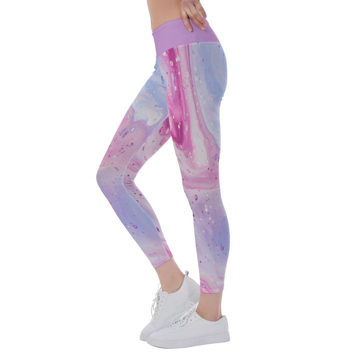 Women's Yoga Leggings - Colorful Pink - Personal Hour for Yoga and Meditations 
