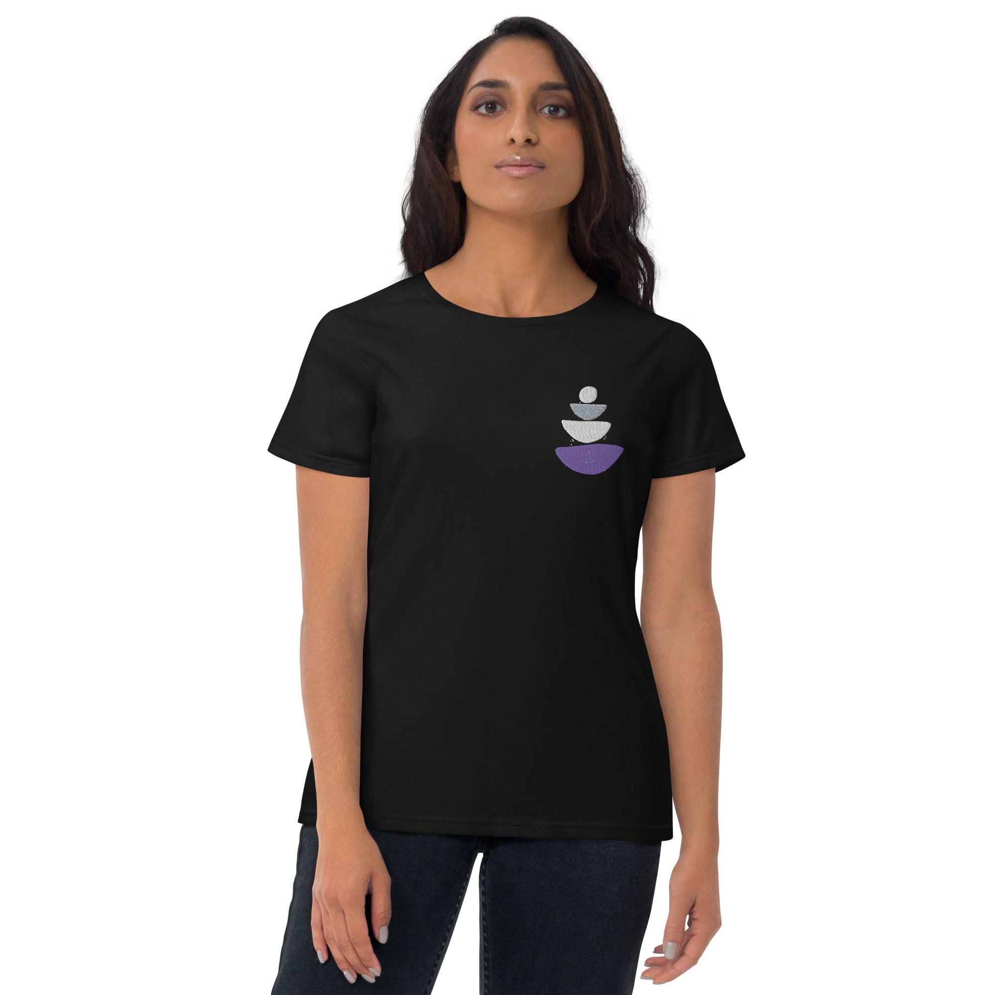 Women's Cotton Short Sleeve Yoga T-shirt - Balanced Sign - Personal Hour for Yoga and Meditations 