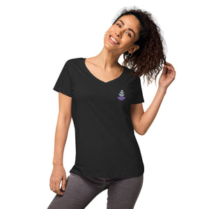 Open image in slideshow, Balanced Lady Women’s fitted v-neck Yoga t-shirt - Personal Hour for Yoga and Meditations 
