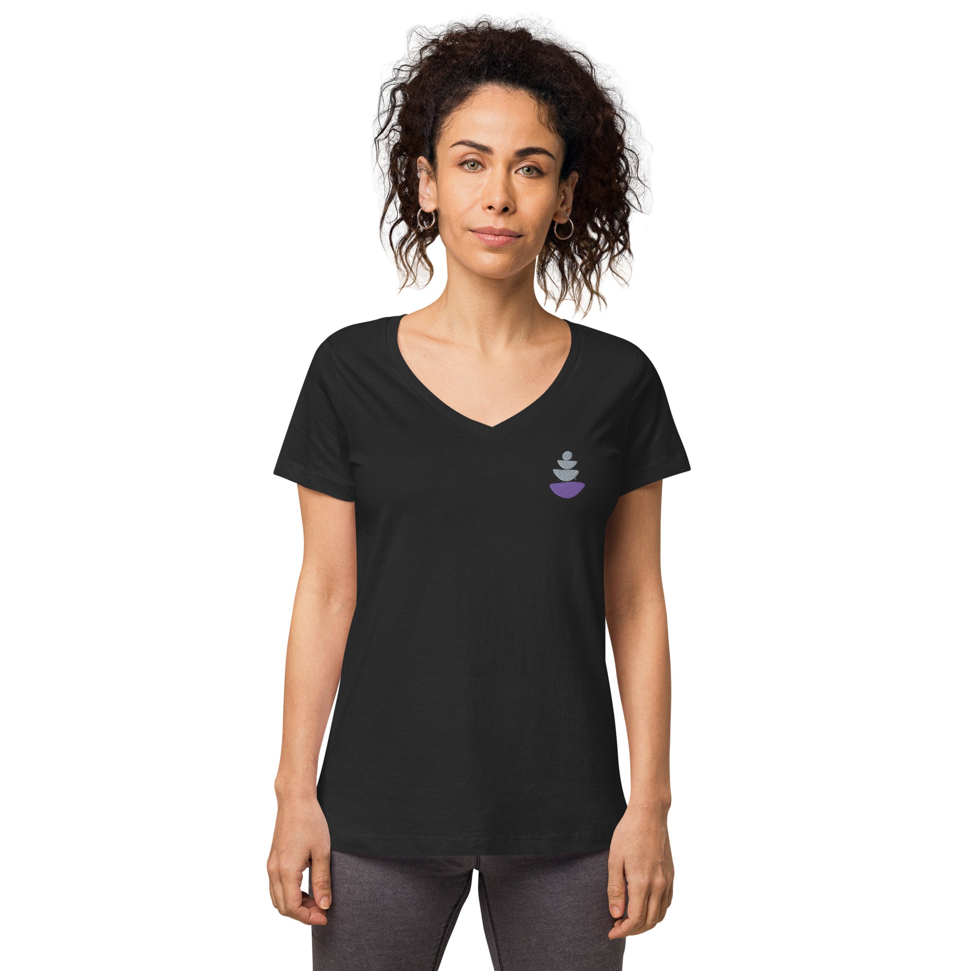 Balanced Lady Women’s fitted v-neck Yoga t-shirt - Personal Hour for Yoga and Meditations 