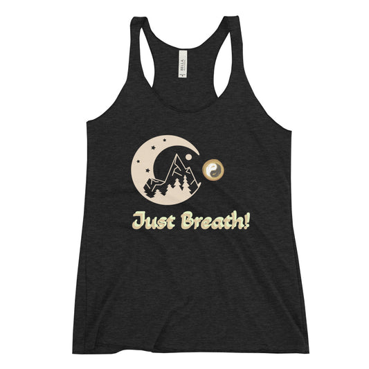 Just Breath - Women's Racerback Yoga Tank Top with Sayings - Personal Hour for Yoga and Meditations 