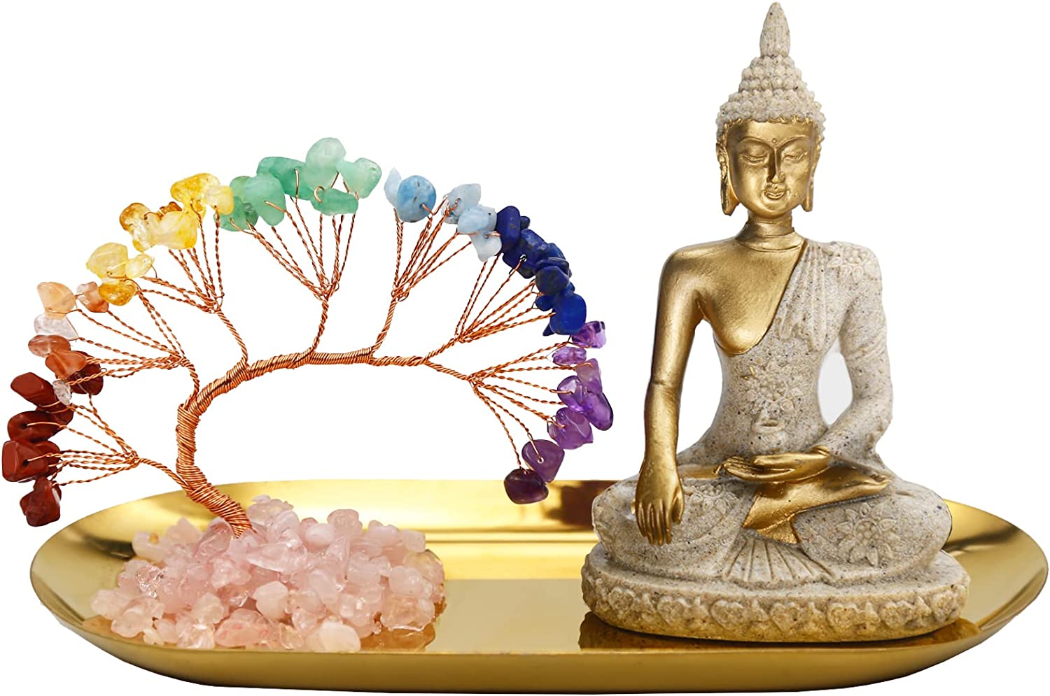 Crystal Tree and Buddha Statue Yoga Meditation and Zen Decor Ideas - Personal Hour for Yoga and Meditations 