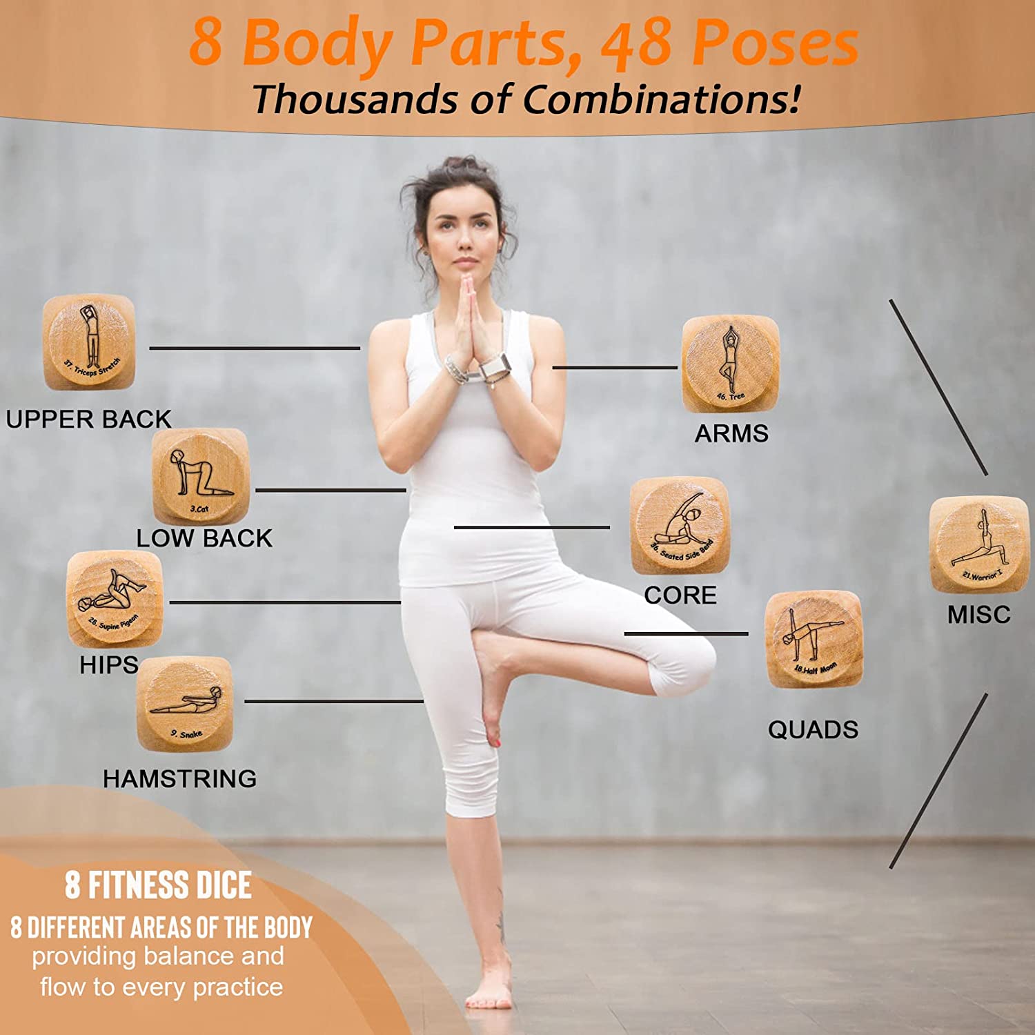 Yoga 101 Gift Bundle  -Yoga Dice  with Yoga Mat and Yoga Bolster - Personal Hour for Yoga and Meditations 